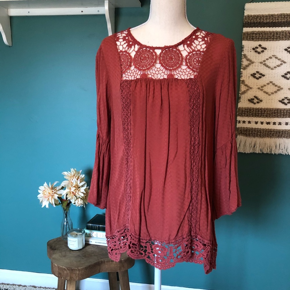 Orange Blouse with Cutout Detail
